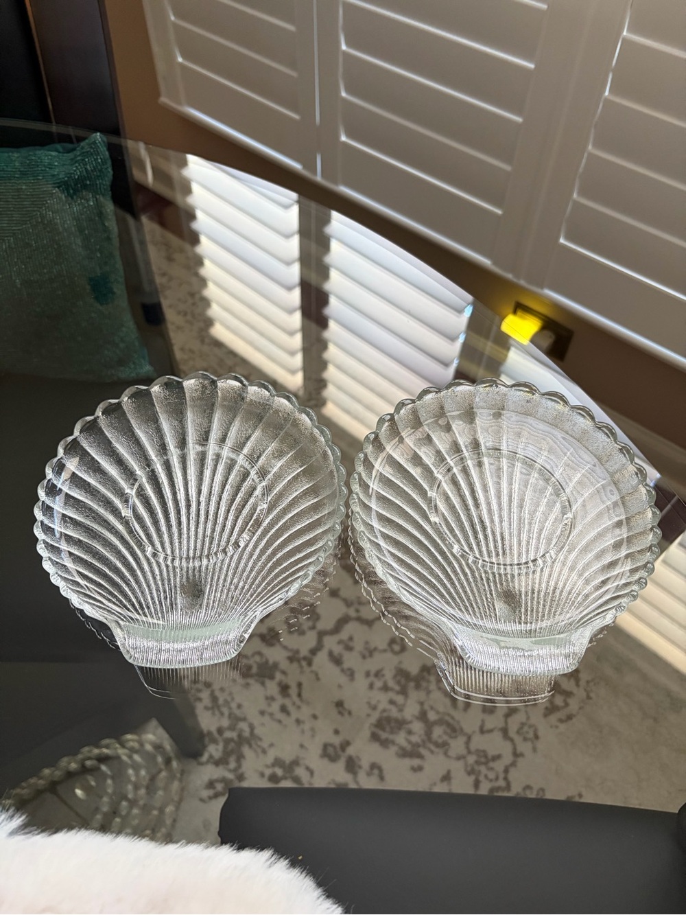 Clear Glass Shell Dishes - Set of 2